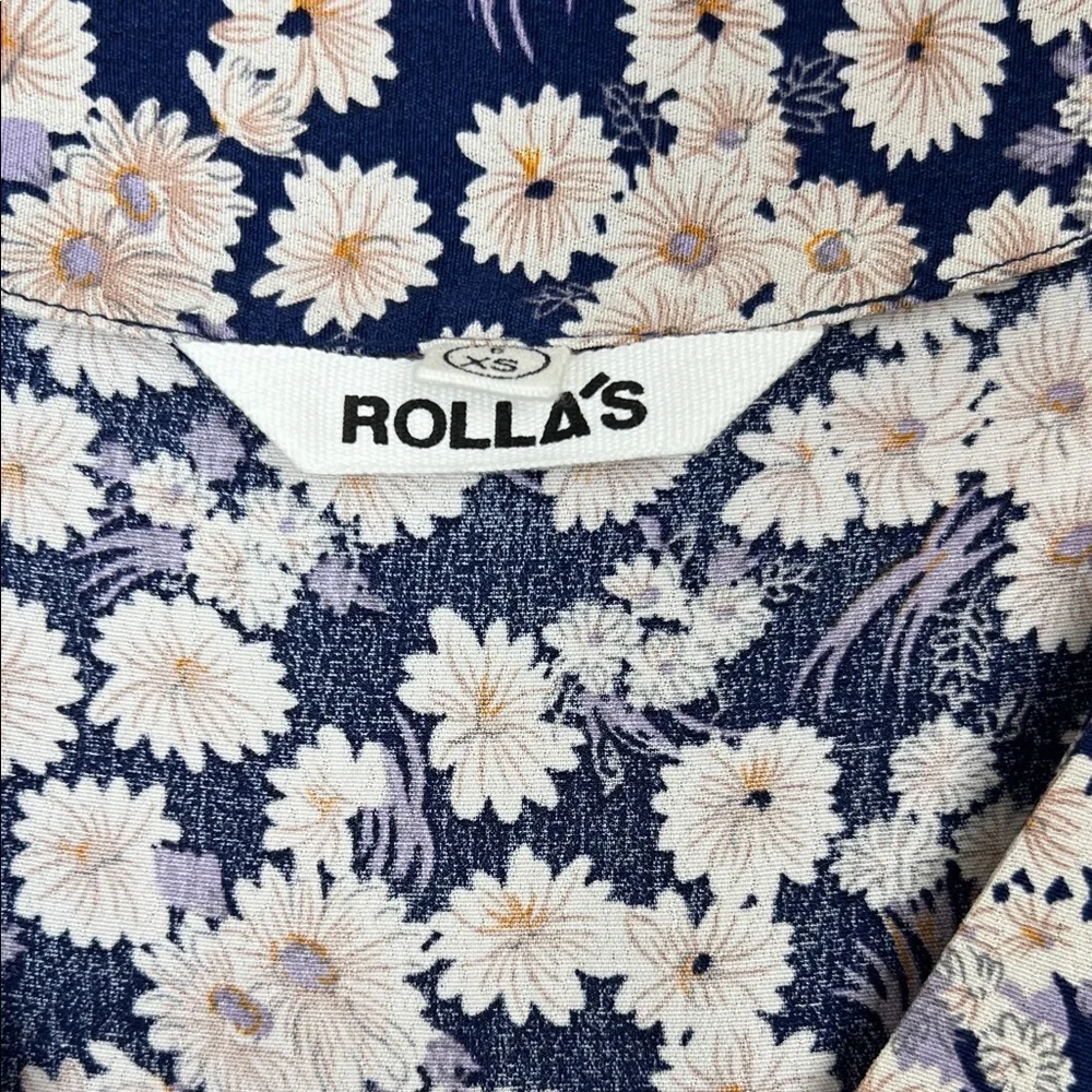 NWOT ROLLA'S Blue and Cream Floral Mini Dress - Picture 7 of 11